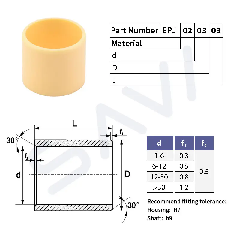 SAVIEPJ Low coefficient of friction for underwater movement Maintenance-free self-lubrication Low Noise Bearing Polyoxymethylene