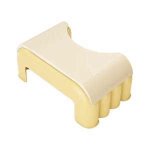 Rounded Design Toilet Stool Thickened Non Slip Plastic For Kids Bathroom Use White Yellow Color - Product Image 2