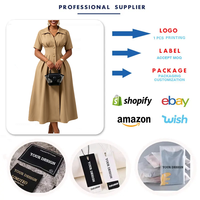 Robe longue maxi élégante et décontractée D639 pour femme, à manches courtes, col rabattu, coupe ajustée, style A-line, idéale pour le bureau