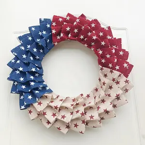 Karangan bunga Hari Kemerdekaan AS 2024 karangan bunga kain merah putih bintang berujung lima Hari Nasional AS