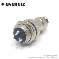 Conector Circular de Aviación EnerGiz Electronics Serie M16 GX16 de 3 Pines, Macho, para Panel, Terminación por Soldadura, Aleación de Zinc y Níquel