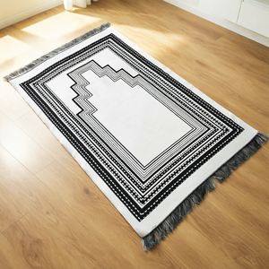 Tapis de prière islamique blanc en polyester, lavable, doux et léger, idéal pour la maison et le camping – Vente en gros directe usine à prix abordable - Product Image 1