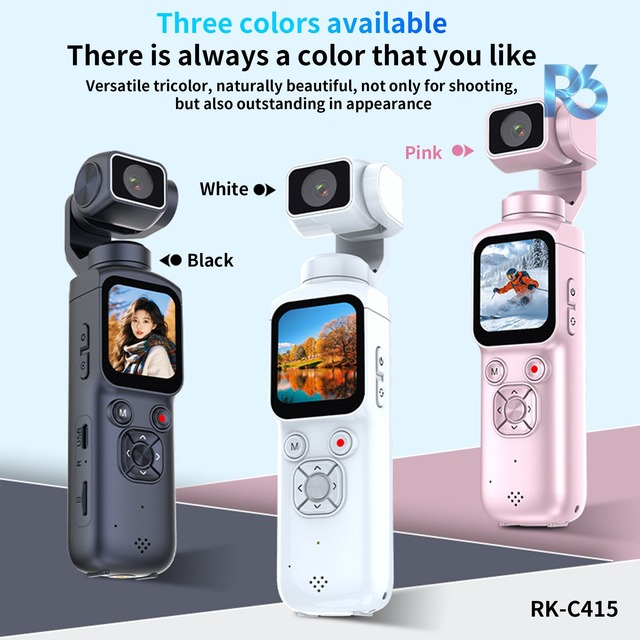 Mini Action Camera with 1.72-inch Touchscreen 4K HD Video Recording 64MP Ultra-clear Image Stabilization Action Camera