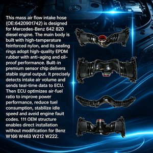 Capteur de débit d'air massique haute performance MAF compatible avec <span class=keywords><strong>Mercedes</strong></span> OM642 3.0 CDI V6 OE 6420901742 A6420901742 Remplacement direct - Product Image 4