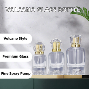 High-end Transparent Volcano-Shaped Cylindrical <b>Glass</b> Pump <b>Spray</b> <b>Bottle</b> Pressed Neck Perfume 50ml Decal Surface/ - Product Image 2