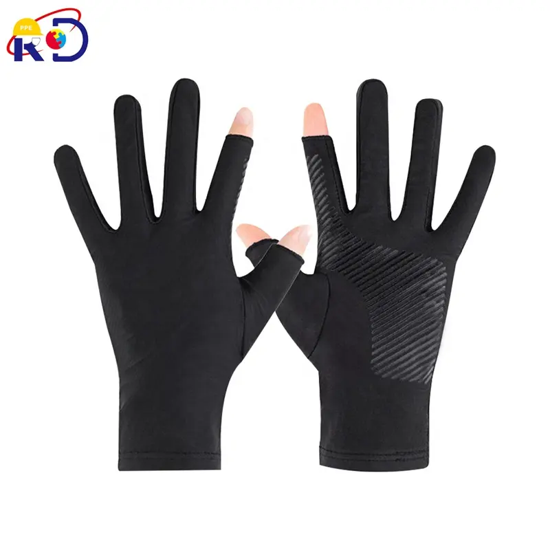 Ice Silk Fabric Silicone 2 Finger Exposed Gloves For Outdoor Sporting Cycling Driving Fishing