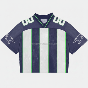 เสื้อเจอร์ซีย์ฟุตบอลผ้าตาข่ายแฟชั่นสำหรับผู้ชายเสื้อยืดผ้าฝ้าย100% ทรงหลวมพิมพ์ลาย - Product Image 1