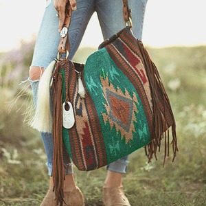 Bohemian Mulheres Vintage Canvas Handbag Tassel Monograma personalizado Venda quente Lady Carry Fringe Purse <span class=keywords><strong>Bag</strong></span> para meninas - Product Image 3