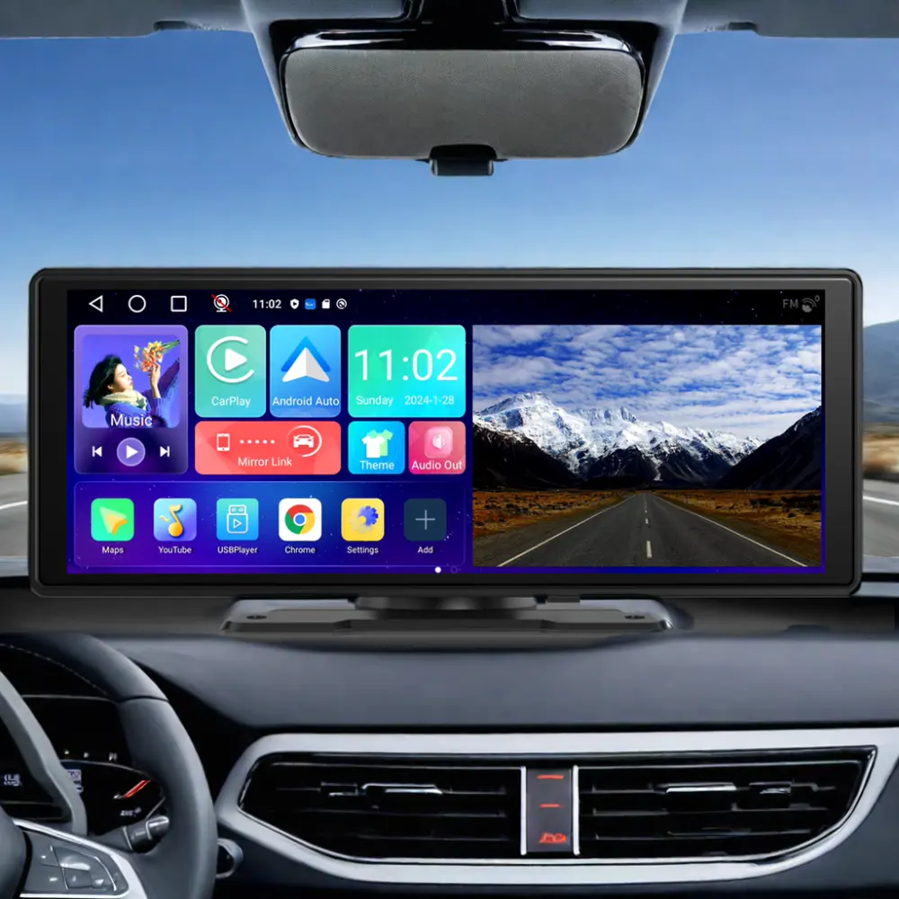 10.26 inch màn hình cảm ứng xe máy ảnh không dây Carplay Airplay Android điều hướng toàn cầu tự động thiết bị điện tử không dây Dash Cam hệ thống