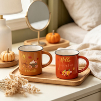 Tasse en céramique peinte à la main Redeco, motif récolte d'automne, vente directe usine, jolies tasses en céramique, décoration de cuisine et de maison pour Thanksgiving et l'automne