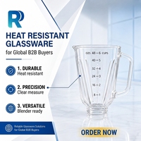 Pièces de rechange pour blender, pot en verre de remplacement 1,25 L en verre sodocalcique pour Oster 4655 A06, résistant à la chaleur, durable, pièces de rechange pour cuisine, OEM, vente en gros