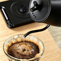 Bouilloires à café sans fil noires OEM, bouilloire à bec de cygne électrique avec contrôle de la température et poignée anti-brûlure