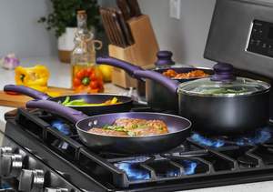 Juego de ollas y sartenes, juego de utensilios de cocina antiadherentes de aluminio, sartenes, cazuela con tapa, sartén para salsa y utensilios, juego de cocina de 11 piezas - Product Image 5