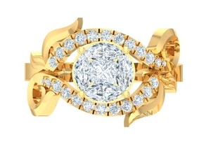 Ensemble de bagues de fiançailles et de mariage en argent sterling 925 avec diamant de laboratoire taille brillant, plaqué or massif 14K, tendance, cadeau de fête, raffiné - Product Image 2
