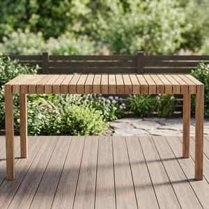 Table de salle à manger extérieure moderne en teck massif, écologique, durable, imperméable, pour patio et salon - Product Image 4