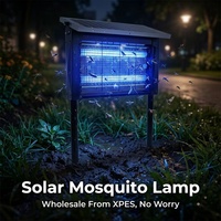 Lampe anti-moustiques solaire robuste 15W avec grille de sortie 3000V et batterie 4000mAh, de qualité professionnelle, sur pied, pour ranch