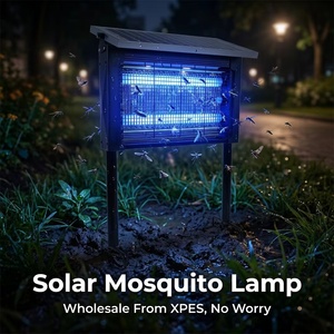 Lampe anti-moustiques solaire robuste 15W avec grille <span class=keywords><strong>de</strong></span> sortie 3000V et batterie 4000mAh, <span class=keywords><strong>de</strong></span> qualité professionnelle, sur pied, pour ranch - Product Image 1