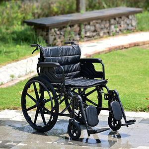 Fauteuil roulant manuel de grande taille, pliable, portable, élargi pour les personnes âgées et les utilisateurs en surpoids - Product Image 1