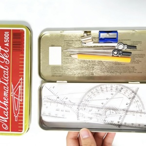 Best Value Customized Promotional 9 PCS Compass Divider Math <b>Tool</b> Instrument Stationery Geometry <b>Set</b> with Metal Box - Product Image 2