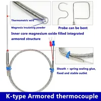 Flexibele buigbare sonde 1100 graden PT100/K-type ongeaard 1 mm 2 mm 3 mm 5 mm controller omhulde thermokoppel temperatuursensor