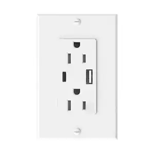 OSWELL 15 Amp 125V Duplex USB receptáculo Tipo americano Toma de pared USB Puerto de alta velocidad tipo A + C