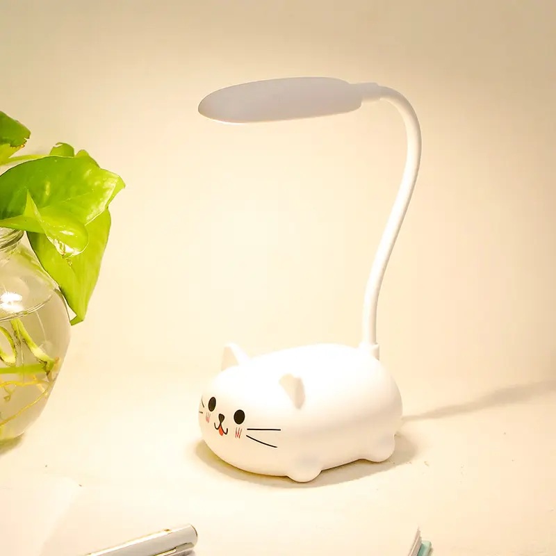 Cartoon Schattige Huisdier Varken Kat Hond Usb Opladen Batterij Led Tafel Nachtlampje Kind Oogbescherming Warm Wit Bureaulamp