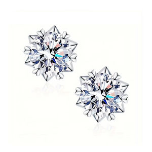 Jewel Snow <b>Hook</b> Shape Luxury Engagement Stud <b>Earrings</b> S925 Sterling Silver Dazzling Floral Design - Product Image 5