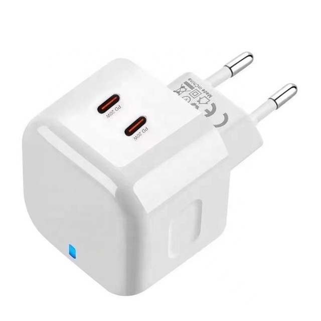 PD 40W Dual Port USB-C & QC 3.0 Mobile Phone Charger 20W Fast Charging for Cameras and Headphones
