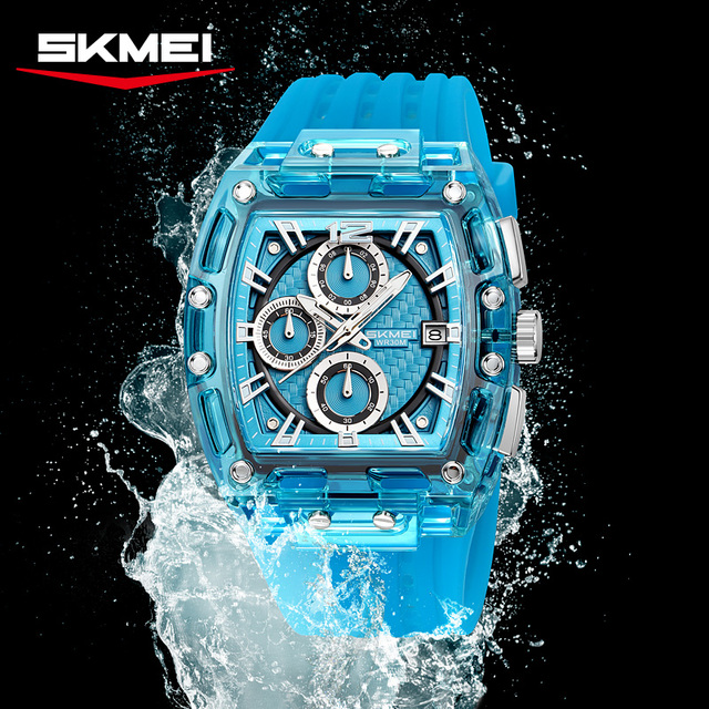 New Arrival Fashion Brand Watch OEM Custom Logo 5ATM Waterproof Six Hands Sport Style Silicone Gel Quartz Watches For Men