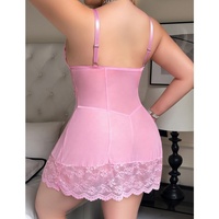 Ensemble de lingerie romantique sexy grande taille pour femme grasse, chemise de nuit et string transparents en dentelle