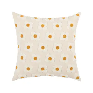 Housse de coussin de style rustique petite marguerite coton canapé oreiller ensemble coussin de siège