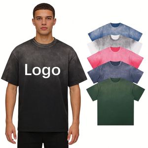 เสื้อยืดคอตตอนวินเทจถักนิตติ้งแบบซักแล้ว น้ำหนัก 250 กรัม สำหรับผู้ชาย - พิมพ์โลโก้ส่วนตัว เสื้อยืดลำลองแบบเรียบ - Product Image 1