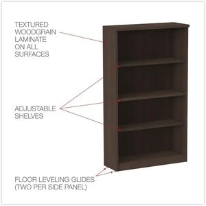 Librería Alera Valencia Series de cuatro estantes, color espresso, para oficina en casa y sala de estar, 31.75w x 14d x 54.88h - Product Image 4