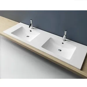 Lavabo de salle de bains en marbre, robinetterie haut de gamme, vanité de toilette en résine, double évier