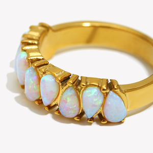 Dreamshow Opala Água Gota Moda Jóias Anéis 18k Banhado A Ouro Aço Inoxidável Engajamento Jóias - Product Image 2