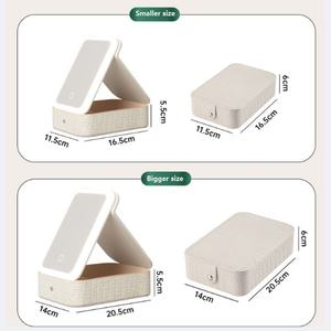 Boîte à maquillage personnalisée avec logo, boîte de rangement cosmétique de bureau, boîte de maquillage portable en cuir imperméable avec miroir à LED - Product Image 6