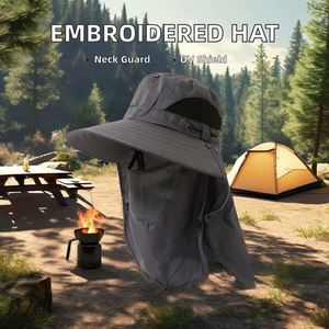 Chapeau de randonnée, de pêche, de camping et de voyage unisexe à large bord, avec rabat pour le cou, séchage rapide, protection solaire, imperméable, pour toutes les saisons, chapeau de pêcheur pour l'extérieur - Product Image 5