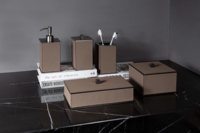 Ensemble d'accessoires de salle de bain en cuir carré de luxe moderne vendu séparément, distributeur de savon pour la décoration de la maison ou de l'hôtel