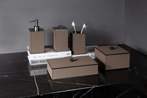 Juego <span class=keywords><strong>de</strong></span> Accesorios <span class=keywords><strong>de</strong></span> Baño <span class=keywords><strong>de</strong></span> Cuero Cuadrado <span class=keywords><strong>de</strong></span> Lujo Moderno, <span class=keywords><strong>Dispensador</strong></span> <span class=keywords><strong>de</strong></span> Jabón que se Vende por Separado, para Decoración del Hogar o Hoteles - Product Image 5