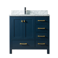 Meuble-lavabo de salle de bain autoportant moderne avec armoire de style Shaker et plan de travail en marbre