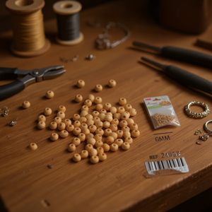 Perline di legno ILAN rotonde naturali da 6 mm per la creazione di gioielli, 170 pezzi - Product Image 3