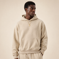 Sweat à capuche en molleton bouclette 320 GSM, couleur unie, coupe ample vintage, streetwear pour homme, fourniture marque privée