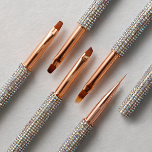<span class=keywords><strong>Outil</strong></span> de luxe multifonctionnel pour nail art en gel UV, avec poils synthétiques, pour liner plat ombré, manche à strass incliné, et capuchon de protection. - Product Image 4