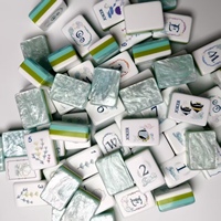 Juego de Mahjong Artesanal de Acrílico Cristalino, Fichas de Mahjong Estilo Oceánico Americano para Diversión en la Casa de Playa