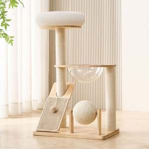 2025 Solid Wood Cat <b>Tree</b> Tower Scratcher Capsule & Scratch Resistance Cat Climbing Frame Sisal Material Cat <b>House</b> Container - Product Image 1