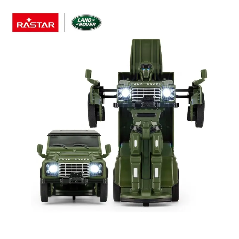 Rastar-coche transformable a escala 1/32, coche land rover, juguete robot con luz y sonido