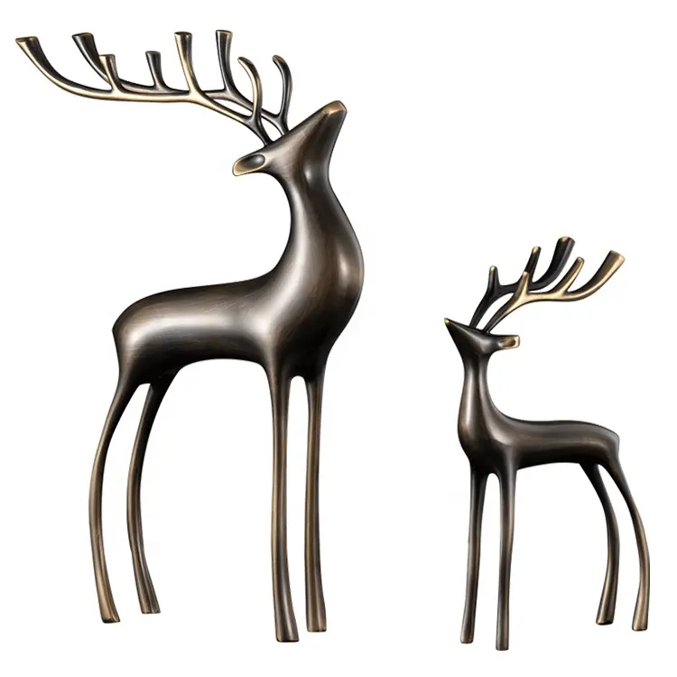 Saibasenブロンズ鹿置物像家の装飾のためのエレガントな彫刻ポーチTVキャビネット新築祝いの贈り物の装飾
