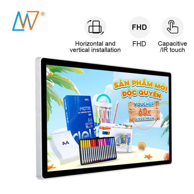 Wall Mount Interactive LCD Display 15 15.6 21.5 22 23 24 27 32 Inch Pcap Capacitive Touch Screen Monitor