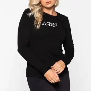 In Bulk Wholesales Custom Made Oem Logo Girl's T-Shirt Cotton T-shirt Fitness Shape Long Sleeves Tops T-shirt For Women