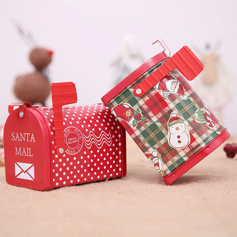 Năm Mới Đồ Trang Trí Giáng Sinh Tự Làm Xmas Hộp Thư Thiếc Hộp Thư Sắt Hộp Quà Cho Trẻ Em Hộp Kẹo Hoạt Hình